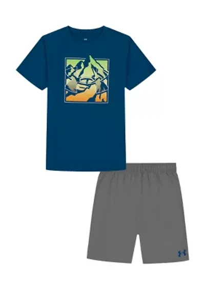 Boys 4-7 Square Neck Shirt and Shorts Set