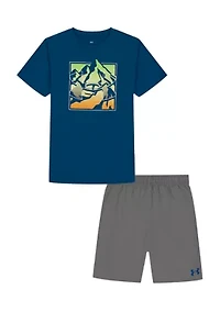 Boys 4-7 Square Neck Shirt and Shorts Set