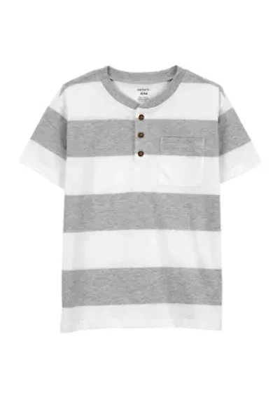 Boys 4-7 Short Sleeve Striped Henley T-Shirt