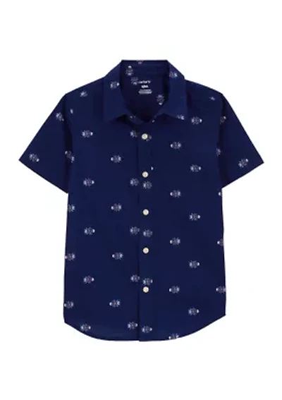 Boys 4-7 Anchor Printed Button Down Shirt
