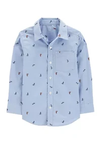 Boys 4-7 Printed Button Front Shirt