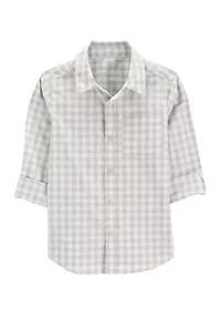 Boys 4-7 Gingham Printed Button Down Shirt