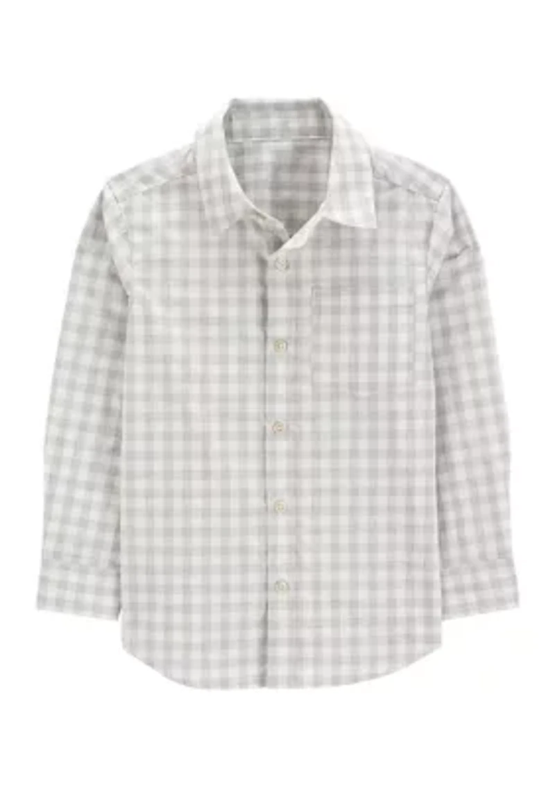 Boys 4-7 Gingham Printed Button Down Shirt