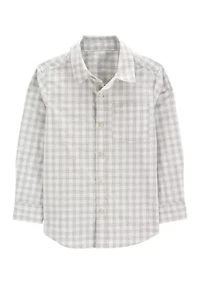 Boys 4-7 Gingham Printed Button Down Shirt