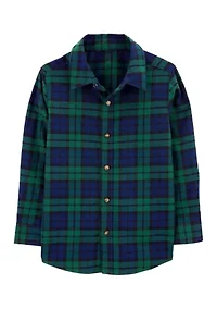 Boys 4-7 Plaid Printed Button Down Shirt