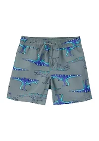 Boys 4-7 Dinosaur Printed Swim Trunks