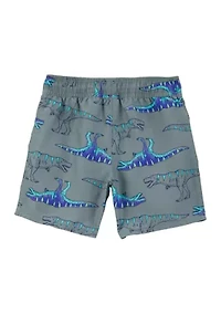 Boys 4-7 Dinosaur Printed Swim Trunks