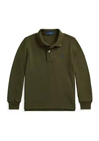 Boys 2-7 Cotton Mesh Long-Sleeve Polo Shirt