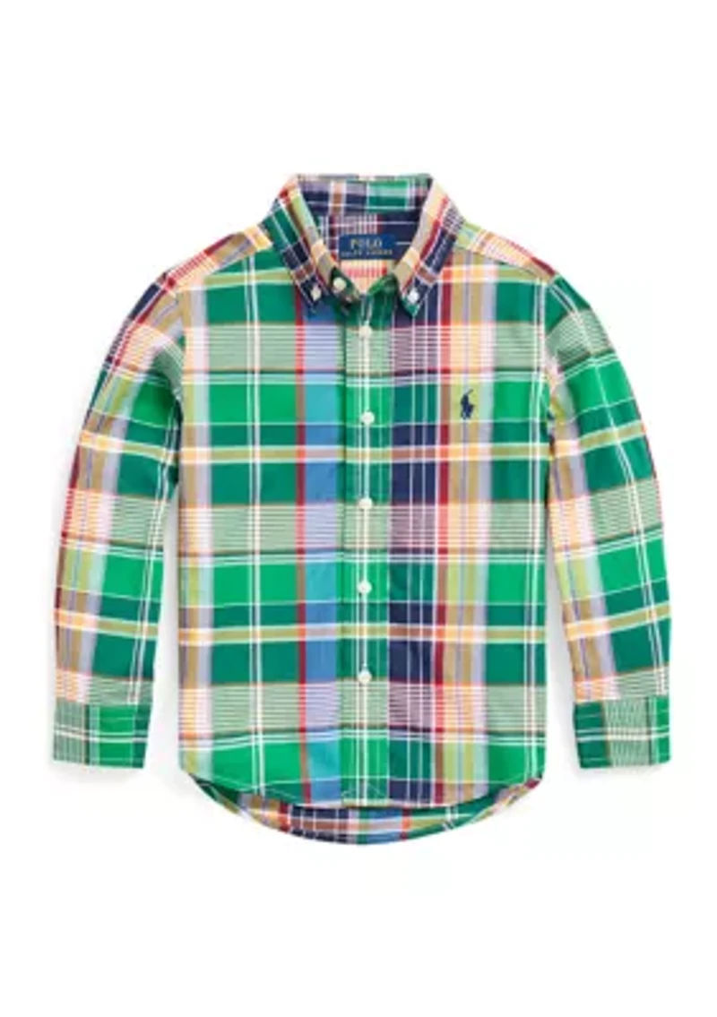 Boys 2-7 Plaid Cotton Poplin Shirt