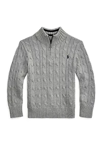 Boys 2-7 Cable Knit Cotton 1/4 Zip Sweater