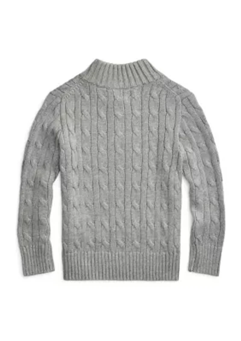 Boys 2-7 Cable Knit Cotton 1/4 Zip Sweater