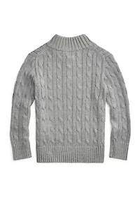Boys 2-7 Cable Knit Cotton 1/4 Zip Sweater