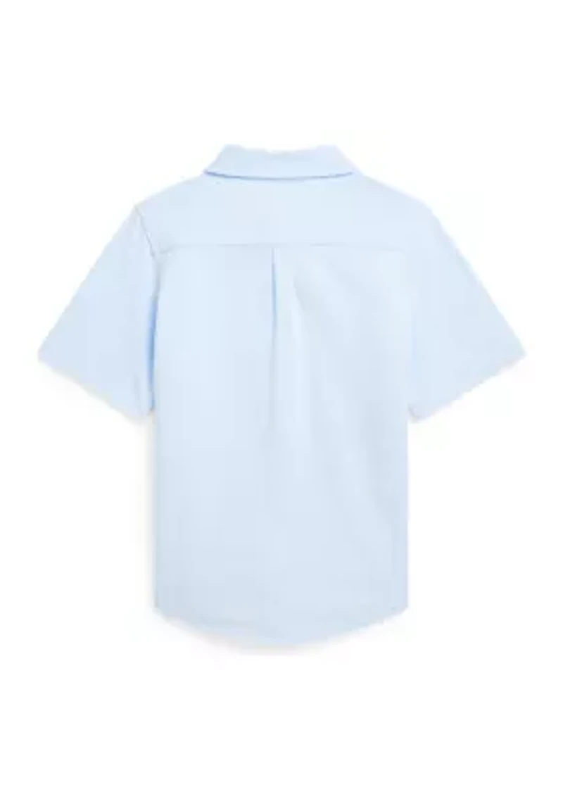 Boys 8-20 Knit Oxford Short Sleeve Shirt