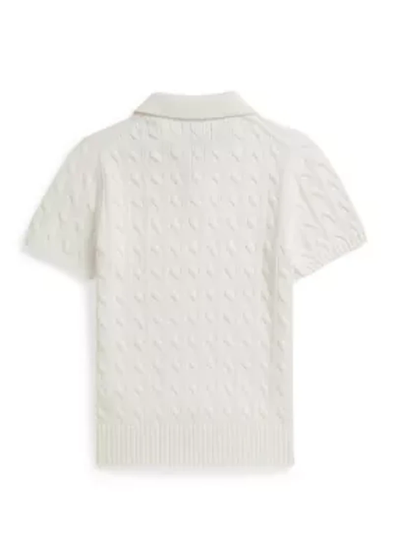 Boys 8-20 Cable-Knit Cotton Polo Sweater