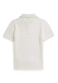 Boys 8-20 Cable-Knit Cotton Polo Sweater
