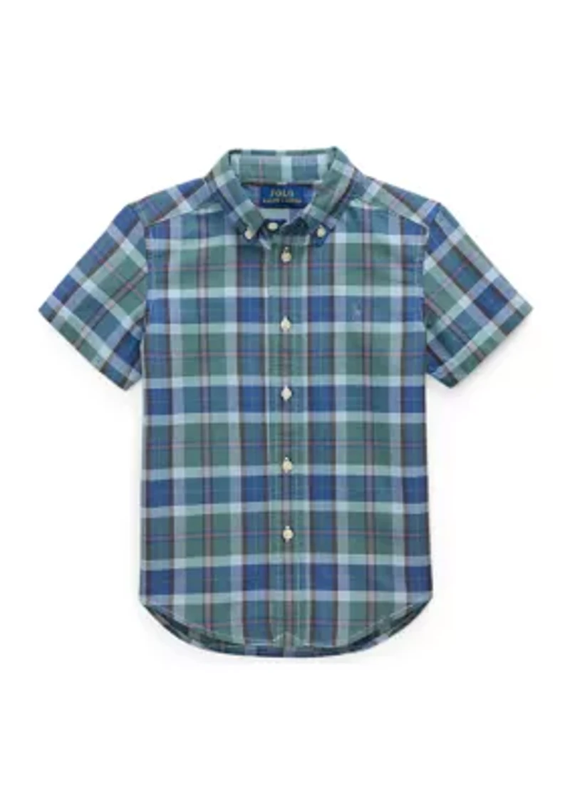 Boys 2-7 Plaid Cotton Oxford Short-Sleeve Shirt