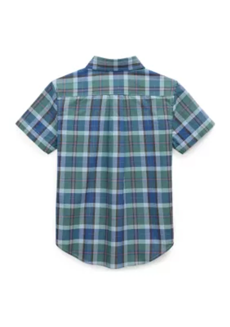 Boys 2-7 Plaid Cotton Oxford Short-Sleeve Shirt