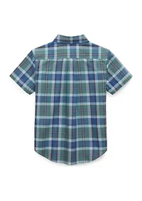Boys 2-7 Plaid Cotton Oxford Short-Sleeve Shirt