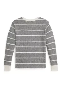 Boys 2-7 Striped Waffle Cotton Long-Sleeve T-Shirt