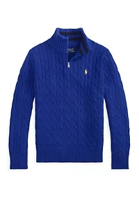 Boys 8-20 Cable Knit Cotton 1/4 Zip Sweater