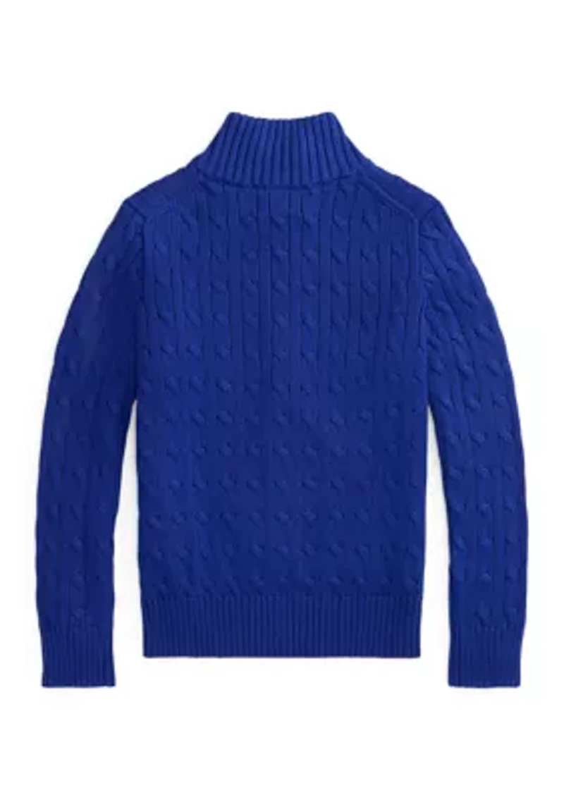 Boys 8-20 Cable Knit Cotton 1/4 Zip Sweater