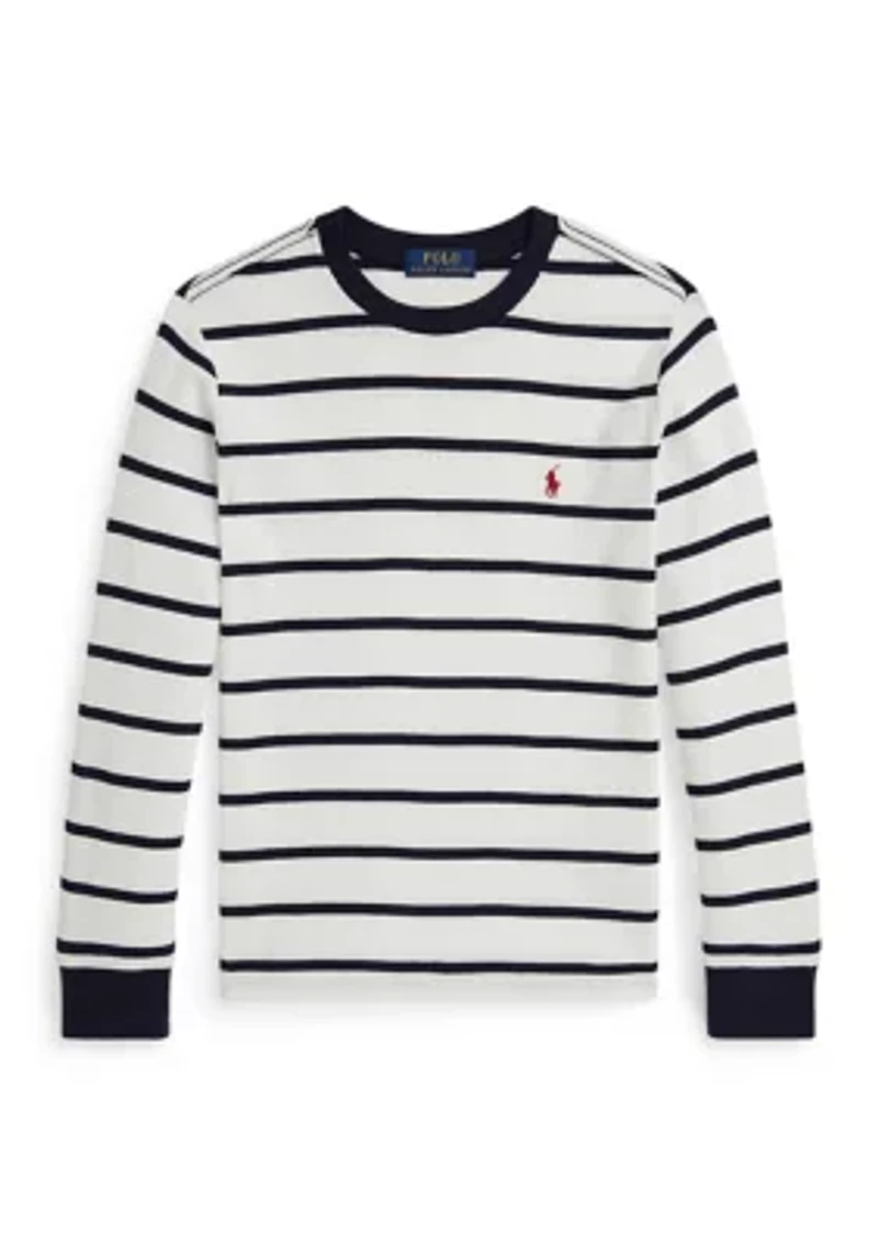 Boys 8-20 Striped Waffle Cotton Long-Sleeve T-shirt