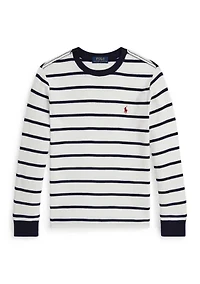 Boys 8-20 Striped Waffle Cotton Long-Sleeve T-shirt