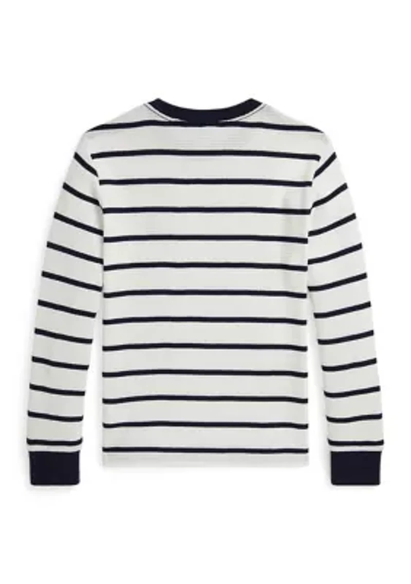 Boys 8-20 Striped Waffle Cotton Long-Sleeve T-shirt