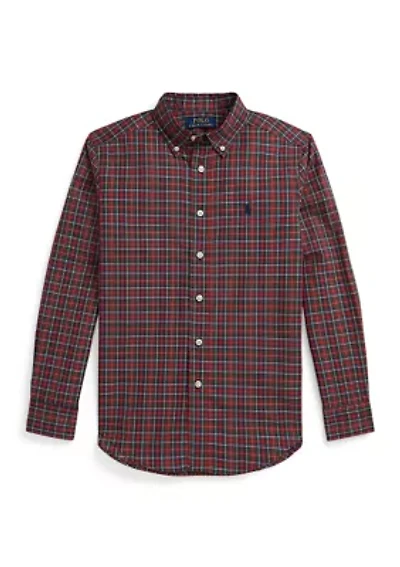 Boys 8-20 Plaid Cotton Poplin Shirt