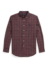 Boys 8-20 Plaid Cotton Poplin Shirt