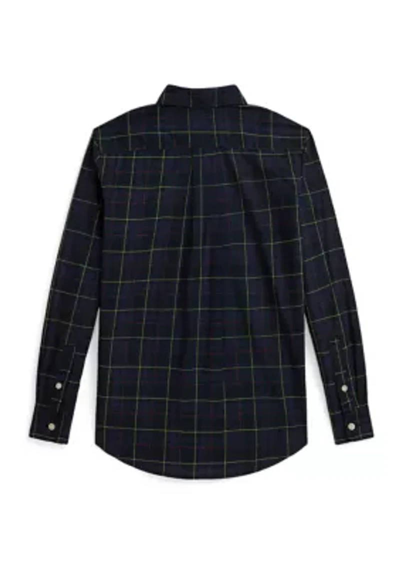 Boys 8-20 Plaid Cotton Poplin Shirt