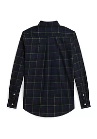 Boys 8-20 Plaid Cotton Poplin Shirt