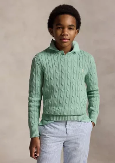 Boys 8-20 Cable-Knit Cotton Sweater