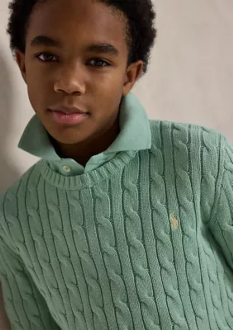 Boys 8-20 Cable-Knit Cotton Sweater