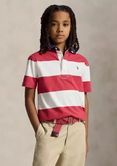 Boys 8-20 Striped Cotton Short-Sleeve Rugby Shirt