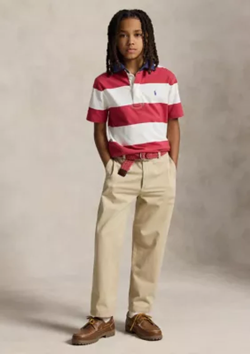 Boys 8-20 Striped Cotton Short-Sleeve Rugby Shirt