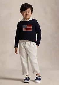 Flag Cotton Crewneck Sweater Boys 4-7