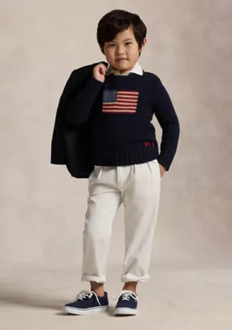 Flag Cotton Crewneck Sweater Boys 4-7
