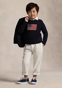 Flag Cotton Crewneck Sweater Boys 4-7