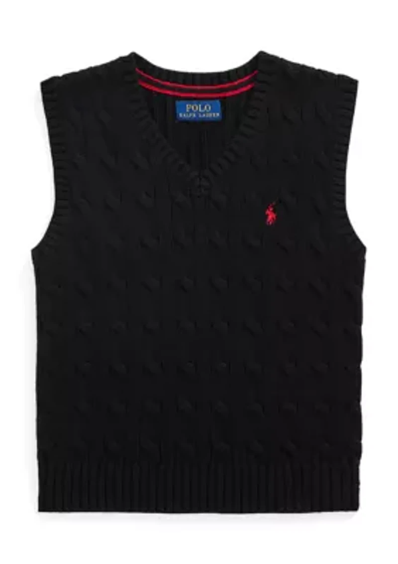 Boys 2-7 Cable-Knit Cotton Sweater Vest