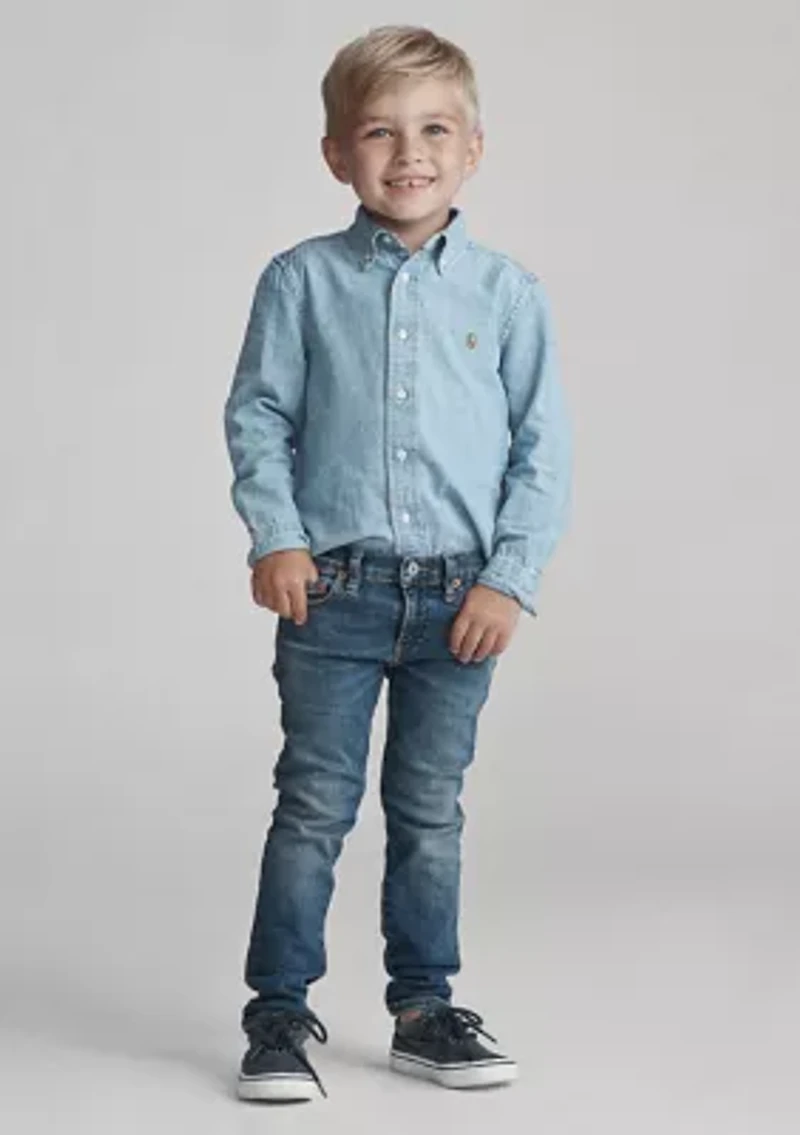Boys 2-7 Indigo Cotton Chambray Shirt
