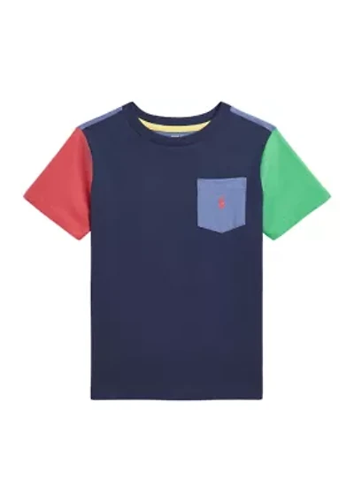 Boys 2-7 Color Blocked Cotton Pocket T-Shirt