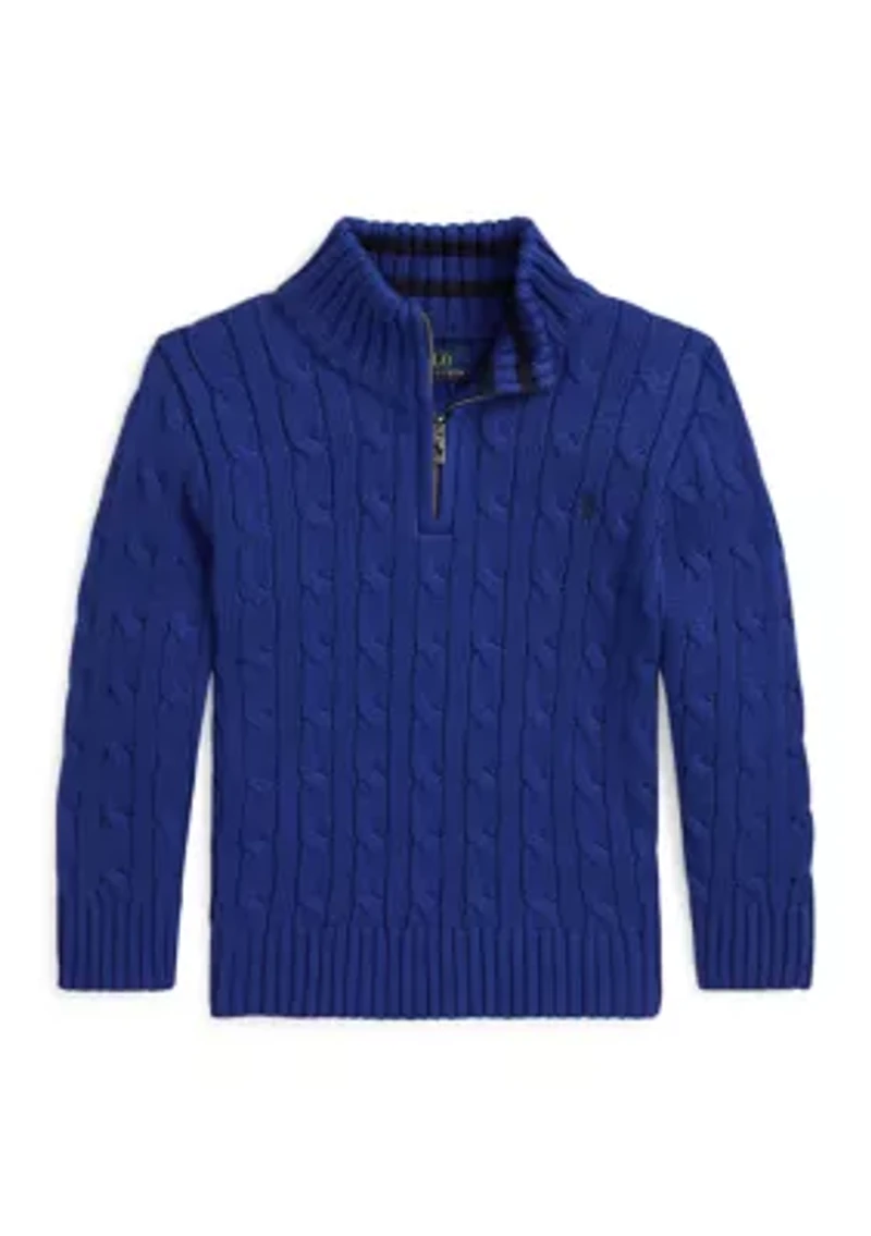 Boys 2-7 Cable-Knit Cotton 1/4 Zip Sweater