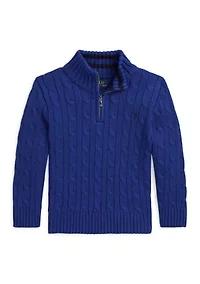 Boys 2-7 Cable-Knit Cotton 1/4 Zip Sweater