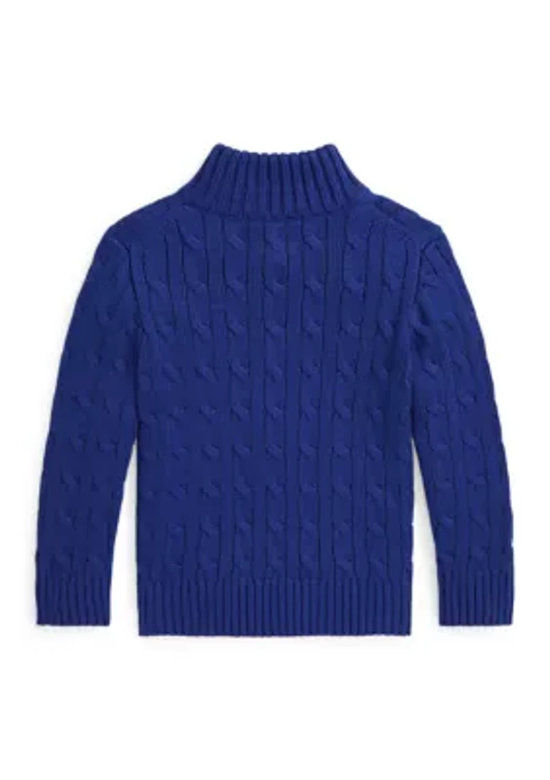 Boys 2-7 Cable-Knit Cotton 1/4 Zip Sweater