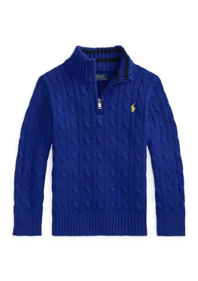 Boys 8-20 Cable Knit Cotton 1/4 Zip Sweater