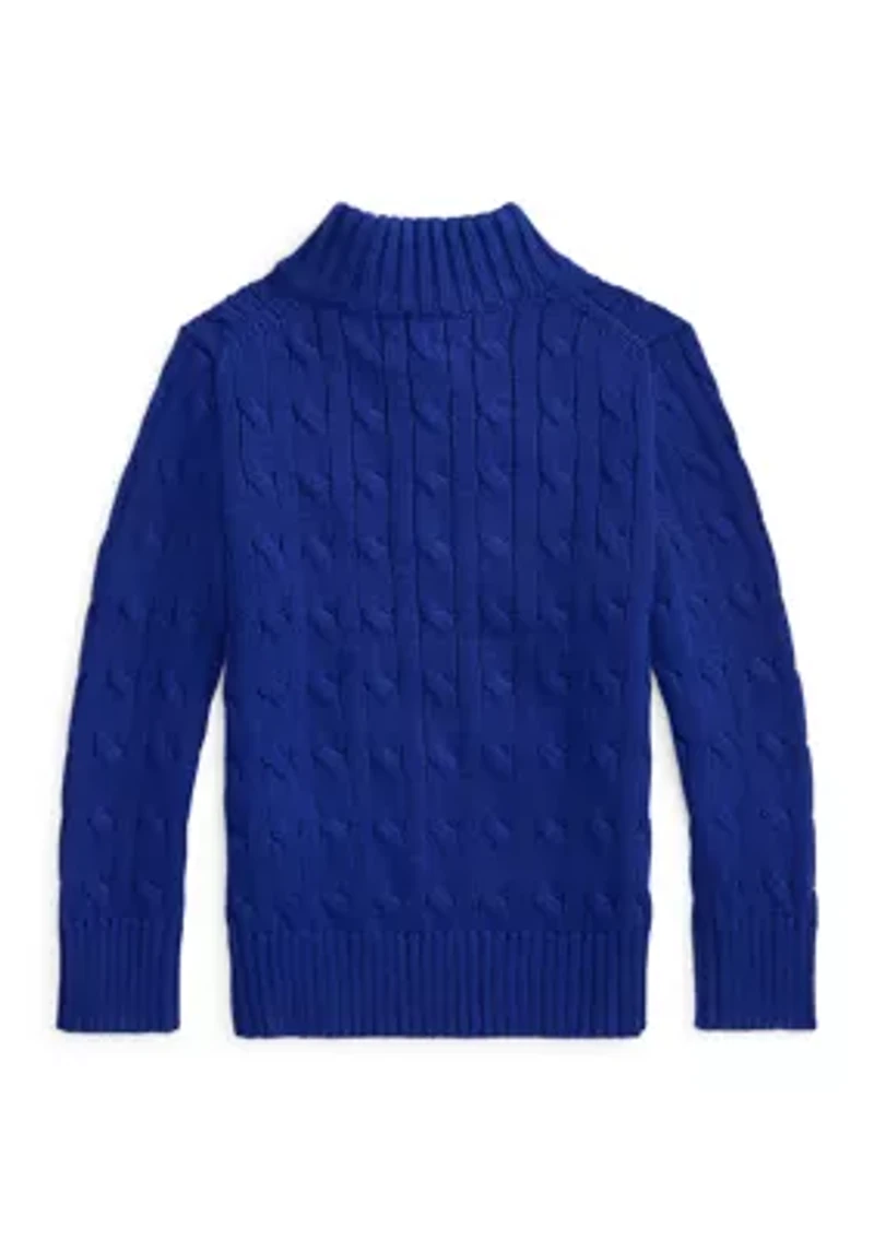 Boys 8-20 Cable Knit Cotton 1/4 Zip Sweater