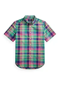 Boys 2-7 Plaid Cotton Poplin Short-Sleeve Shirt