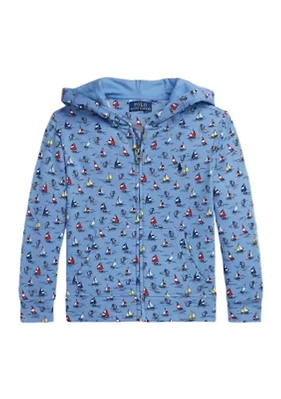 Boys 2-7 Sailboat Print Spa Terry Full Zip Hoodie