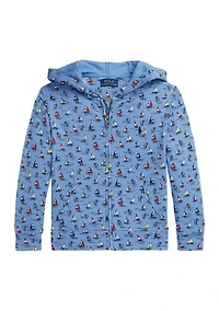 Boys 2-7 Sailboat Print Spa Terry Full Zip Hoodie